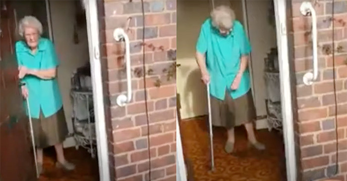 100-åringen satt alene på bursdagen sin. Men når det ringer på døren bryter hun sammen!