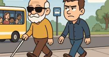 Mannen blir irritert av den blindes stokk. Men svaret hans? Jeg ler så tårene triller!