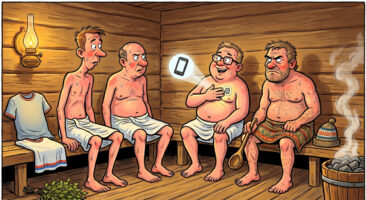 De møttes i badstua. Det nordlendingen sa fikk meg til å le høyt!