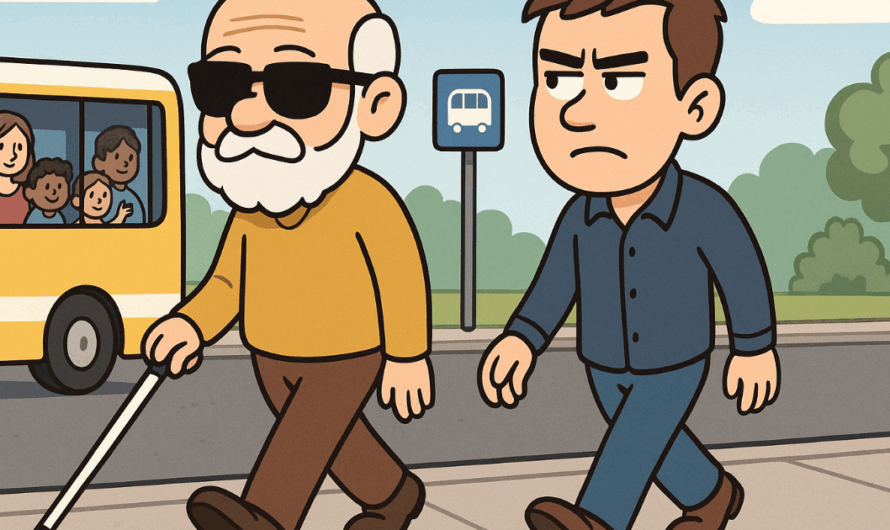 Mannen blir irritert av den blindes stokk. Men svaret hans? Jeg ler så tårene triller!